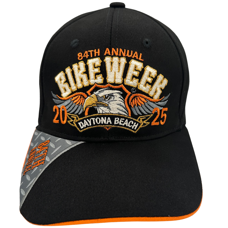 2025 Bike Week Daytona Beach Orange Eagle Embroidered Flexfit Hat