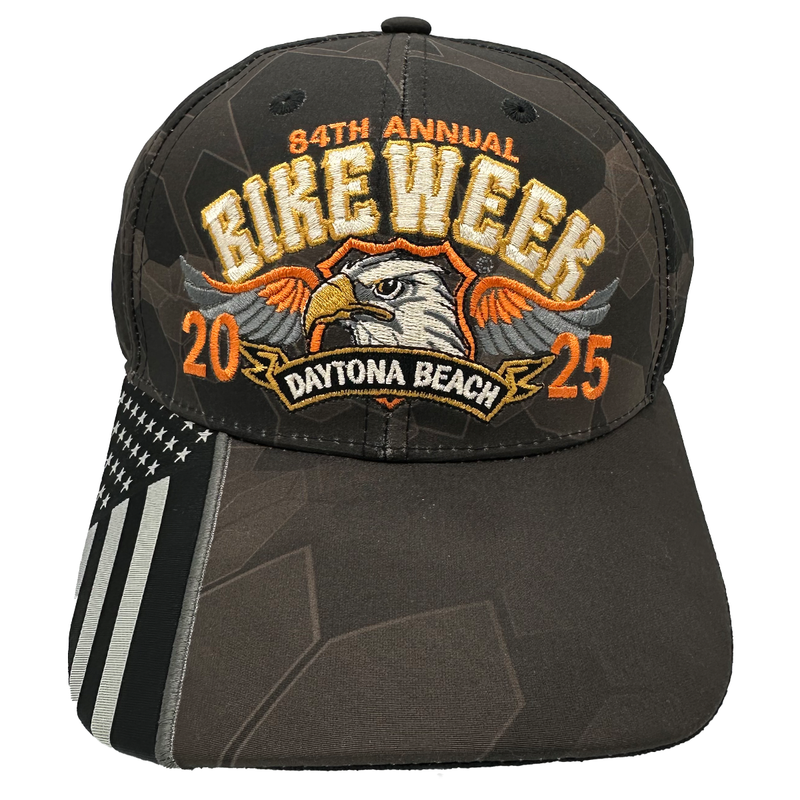 2025 Bike Week Daytona Beach Orange Eagle Camo Hat