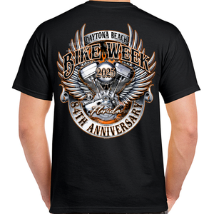 2025 Bike Week Daytona Beach Engine Emblem T-Shirt