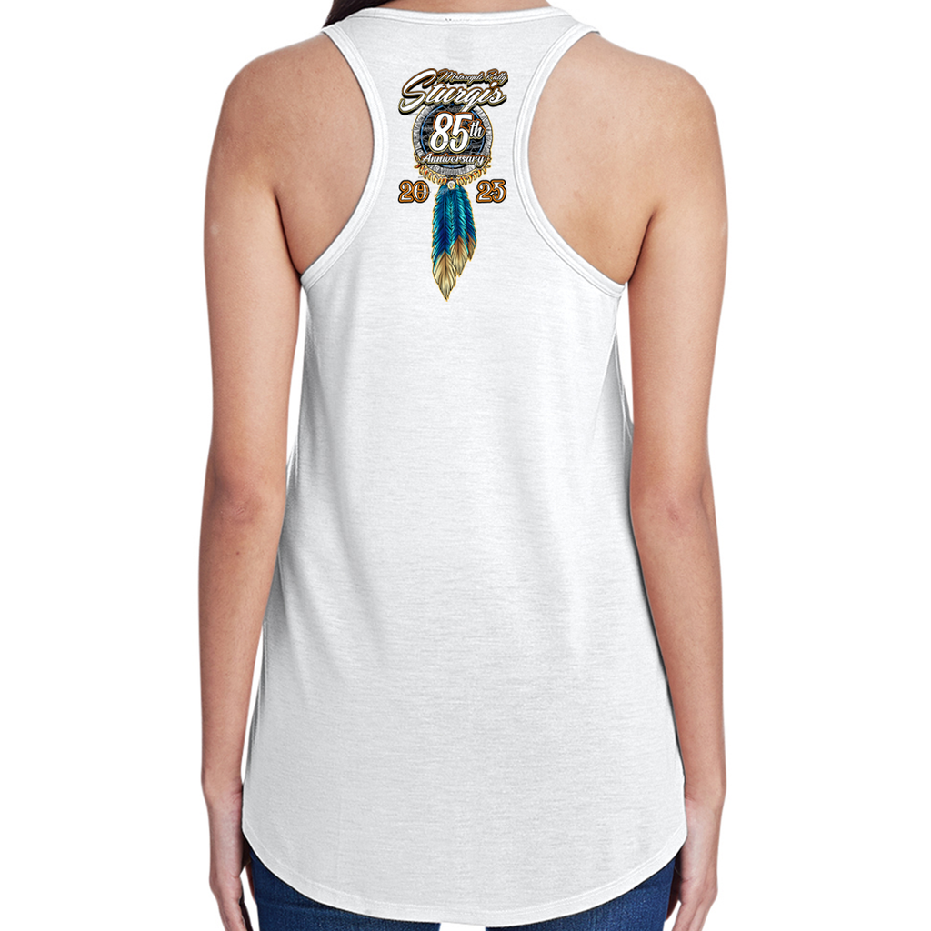 Ladies 2025 Sturgis Motorcycle Rally Dreamcatcher Hi-Lo/Racerback Tank Top