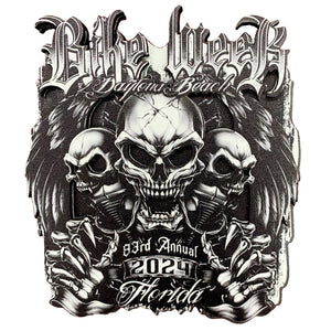 2024 Bike Week Daytona Beach Bones N Chrome Wooden 3D Magnet