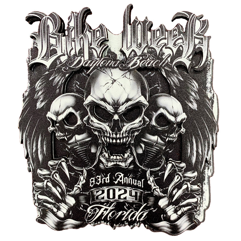 2024 Bike Week Daytona Beach Bones N Chrome Wooden 3D Magnet