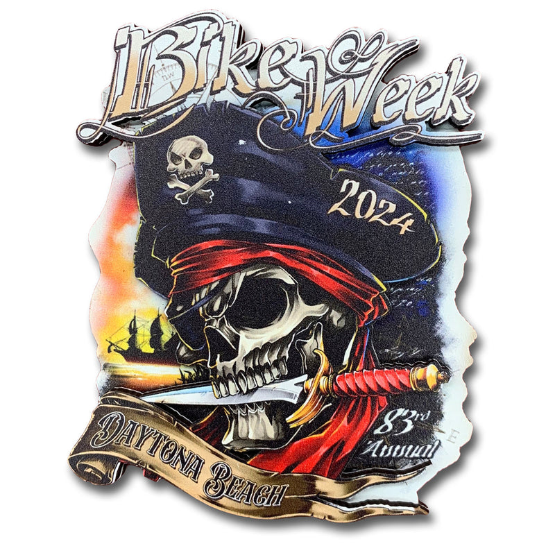 2024 Bike Week Daytona Beach Pirate Dagger Wooden 3D Magnet