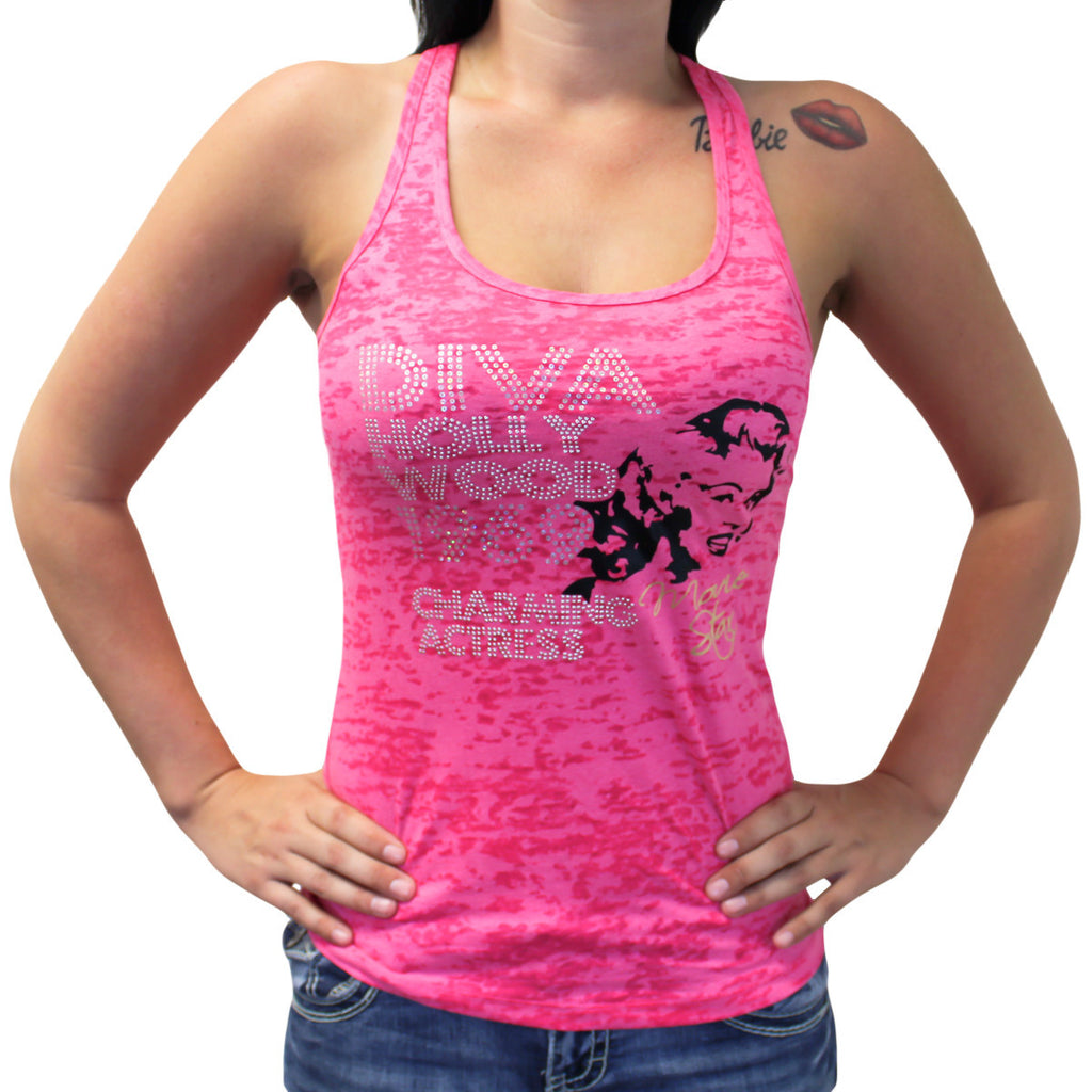 Ladies Marilyn 1969 Charming Actress Burnout Racerback Tank